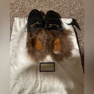 Authentic Gucci Princetown Shearling-Lined Leather Slipper